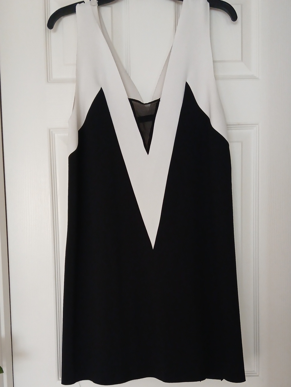 Zara Black and White V-Front Mini Dress